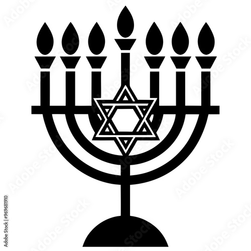 Silhouette-style Hanukkah menorah vector illustration 