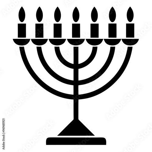 Silhouette-style Hanukkah menorah vector illustration 