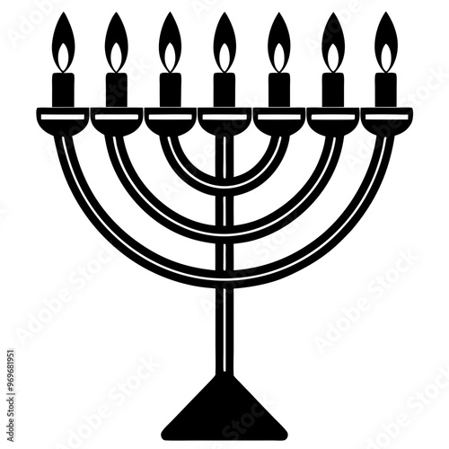 Silhouette-style Hanukkah menorah vector illustration 