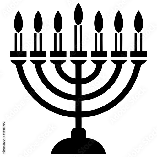 Silhouette-style Hanukkah menorah vector illustration 