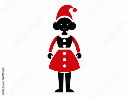 Romantic Woman in Christmas Clothes Simple Black Silhouette Design.romantic woman silhouette, Christmas woman 