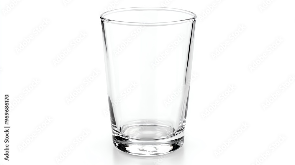 A clear glass tumbler isolated on a white background, perfect for showcasing beverages or decorative styles. A clear glass tumbler isolated on a white background, perfect for showcasing beverages or decorative styles.