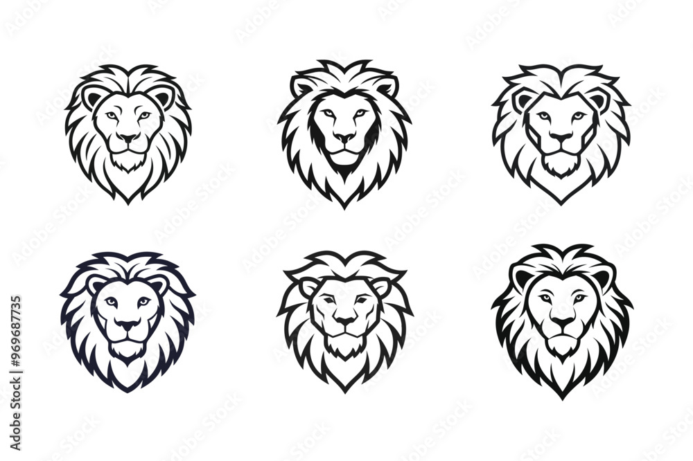 Fototapeta premium Lion head vector line art illustration