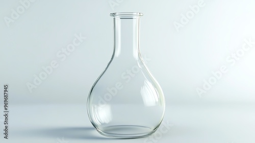 Clear glass flask perfect for laboratory use, experiments, or decorative purposes, showcasing elegance and functionality.