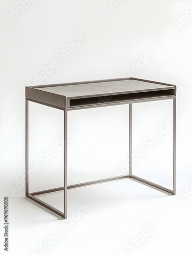 Stylish minimalist metal framed study desk with clean white background perfect for a modern home or office workspace