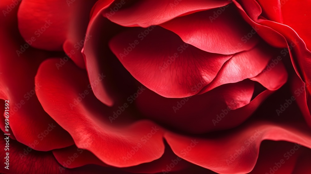 Fototapeta premium A close-up of a red rose in full bloom, showcasing intricate petal details and textures, with ample copy space for text