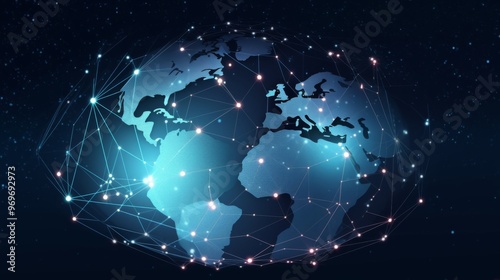 Digital Illustration of Earth with Global Network Connections  Symbolizing International Connectivity and Cross-Border Trading.