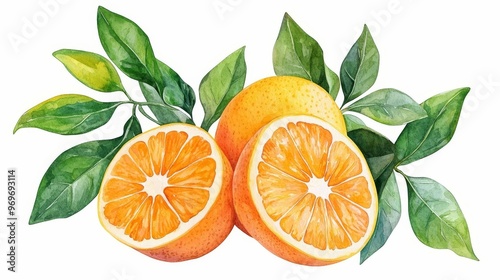 Vibrant oranges with lush green leaves, showcasing fresh fruit and natural beauty, perfect for food and health themes.