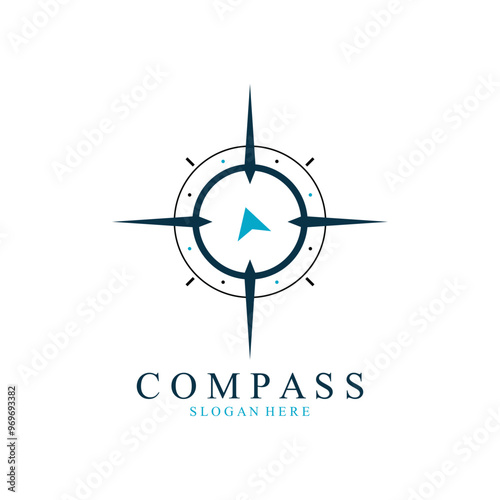 compass logo and symbol with vector concept illustration template