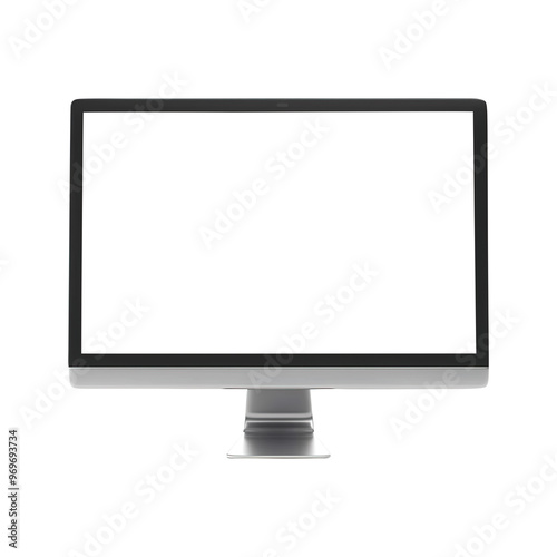 Desktop monitor blank screen isolated on transparent background remove png, clipping path