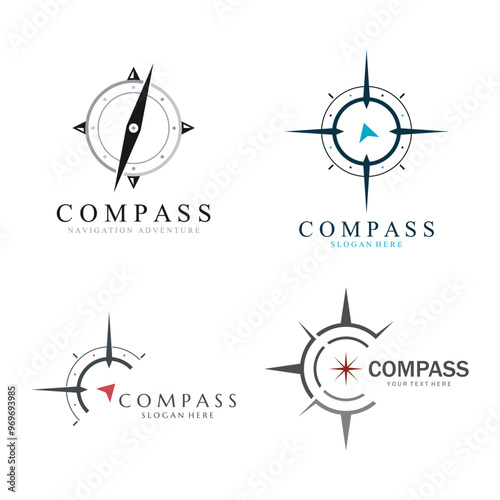 compass logo and symbol with vector concept illustration template