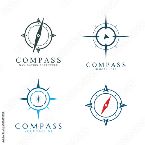 compass logo and symbol with vector concept illustration template