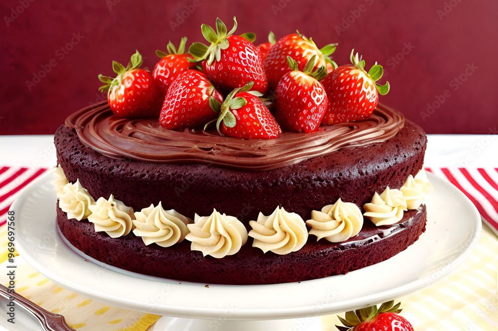 This delicious chocolate cake with strawberries is mouth-watering. This delicious chocolate cake with strawberries is mouth-watering.