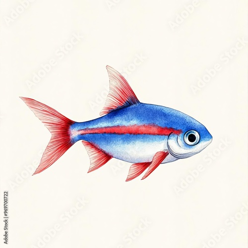 Vibrant illustration of a tropical fish with blue and red hues, perfect for aquatic-themed projects and designs.