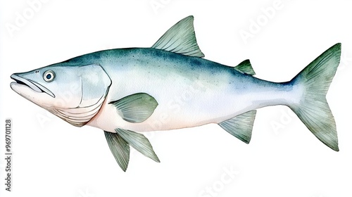 Illustration of a fish showcasing its detailed features and colors, ideal for educational or culinary projects.