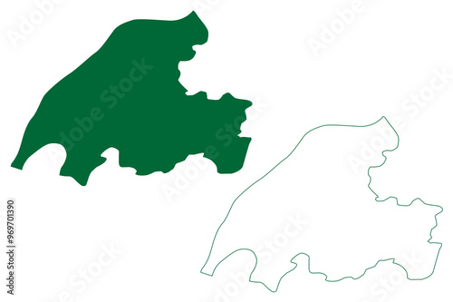 Dibrugarh district (Assam State, Republic of India) map vector illustration, scribble sketch Dibrugarh map photo