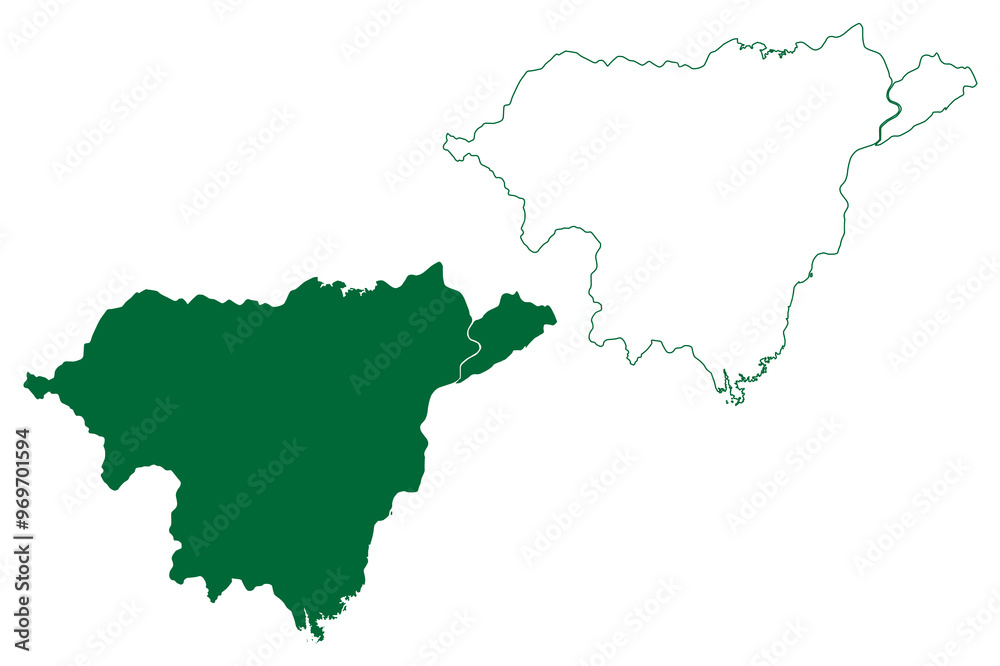 Fototapeta premium Dungarpur district (Rajasthan State, Republic of India) map vector illustration, scribble sketch Dungarpur map