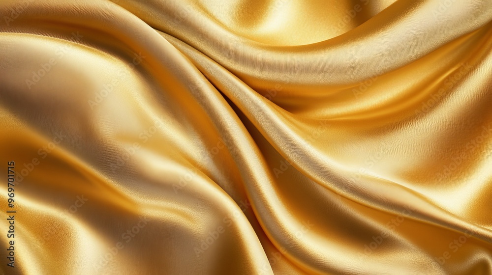 Golden silk fabric with smooth folds, abstract elegance. Luxury and fashion concept Golden silk fabric with smooth folds, abstract elegance. Luxury and fashion concept