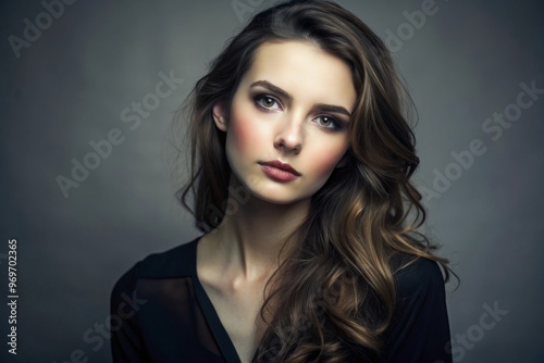 Beautiful portrait of a young elegant woman with long hair 