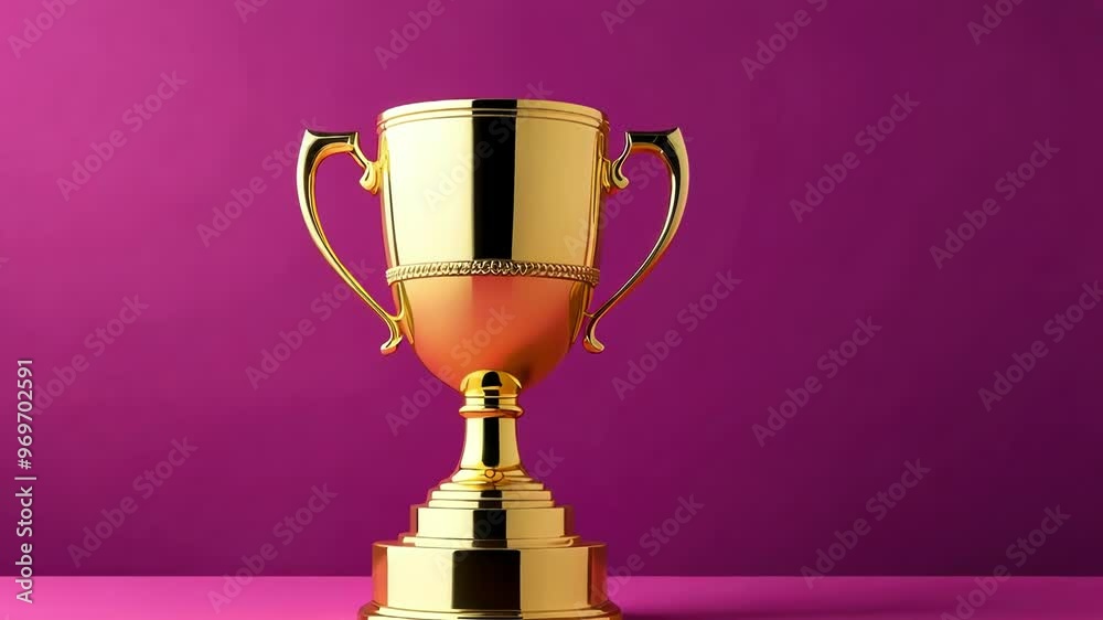 A gleaming gold trophy set against a vibrant purple backdrop, symbolizing achievement and excellence in a celebratory context A gleaming gold trophy set against a vibrant purple backdrop, symbolizing achievement and excellence in a celebratory context