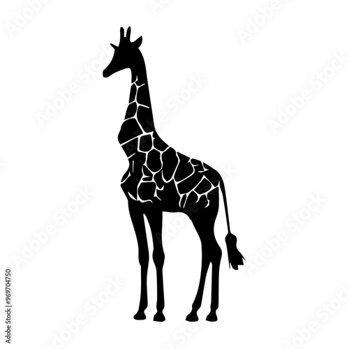 Giraffe silhouette on transparent background