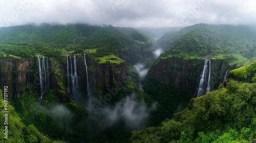 dramatic mountain landscape with steep cliffs