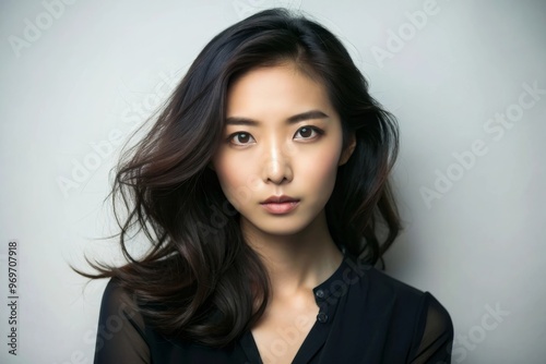 Beautiful portrait of asian young elegant woman with long hair