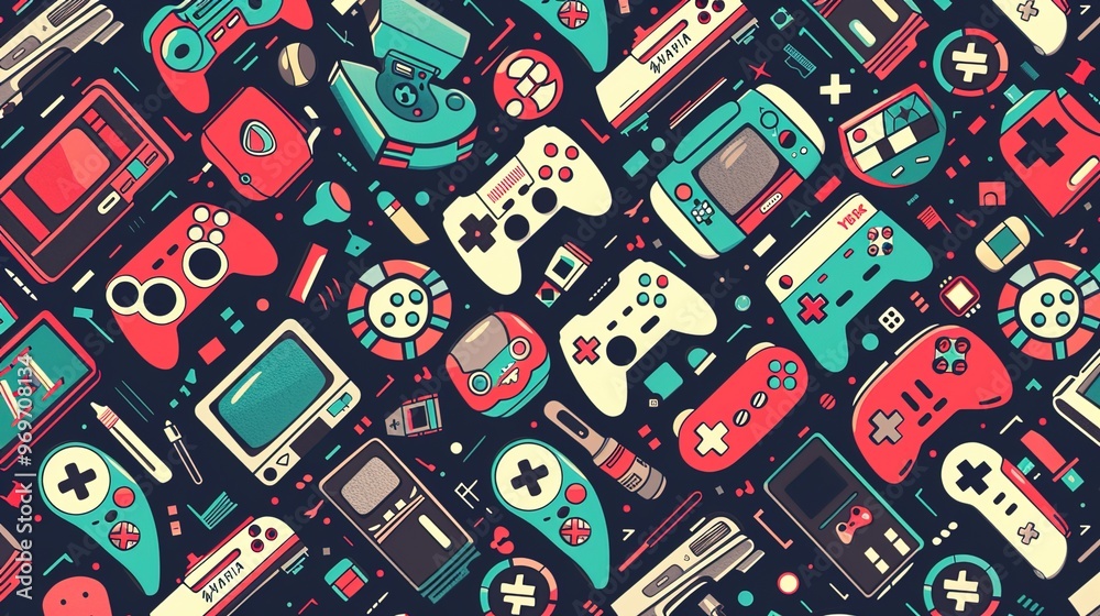 Retro gaming pattern wallpaper Retro gaming pattern wallpaper