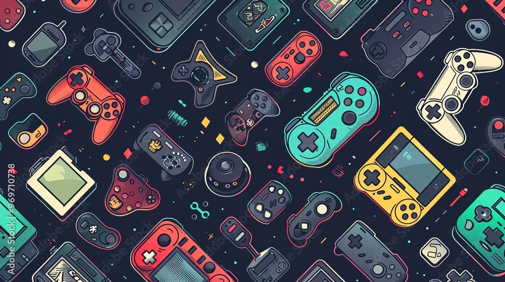 Retro gaming pattern wallpaper Retro gaming pattern wallpaper