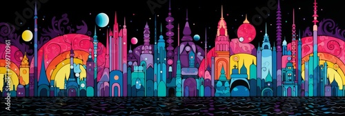 Vibrant urban landscape showcasing a kaleidoscope of colors in the heart of the bustling city