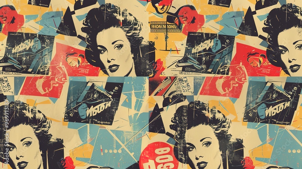 Obraz premium vintage poster pattern wallpaper