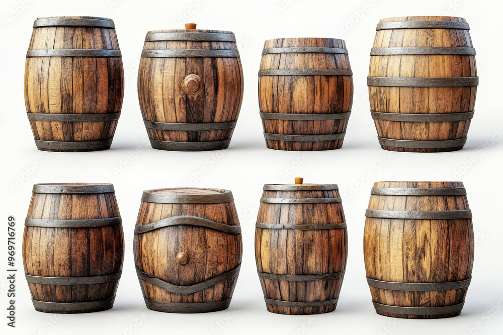 Obraz premium Wooden Oak Barrels for Whiskey and Wine