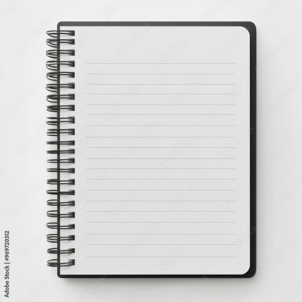 High-resolution spiral notebook mockup with blank pages on a white background High-resolution spiral notebook mockup with blank pages on a white background
