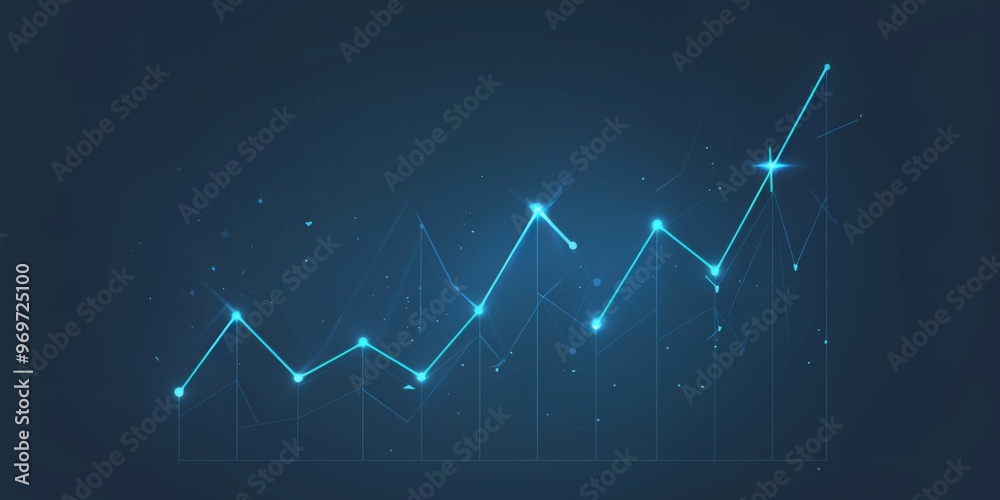 Fototapeta premium Minimalistic Line Graph with Upward Trend on Dark Gray Background