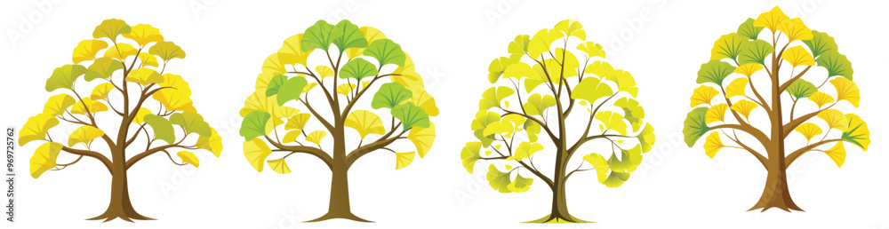 Vibrant Ginkgo Tree Illustration With Yellow And Green Leaves - Illustration of a ginkgo tree featuring vibrant yellow and green fan-shaped leaves, highlighting nature's beauty and botanical diversity Vibrant Ginkgo Tree Illustration With Yellow And Green Leaves - Illustration of a ginkgo tree featuring vibrant yellow and green fan-shaped leaves, highlighting nature's beauty and botanical diversity