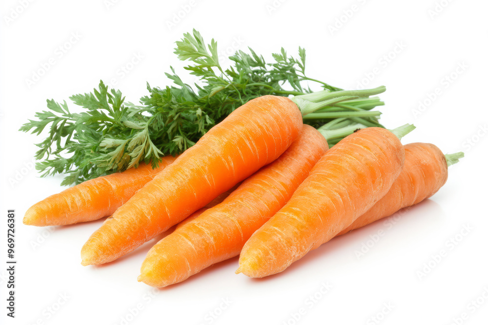 Crisp Organic Carrots Displayed on Clean White Background Crisp Organic Carrots Displayed on Clean White Background