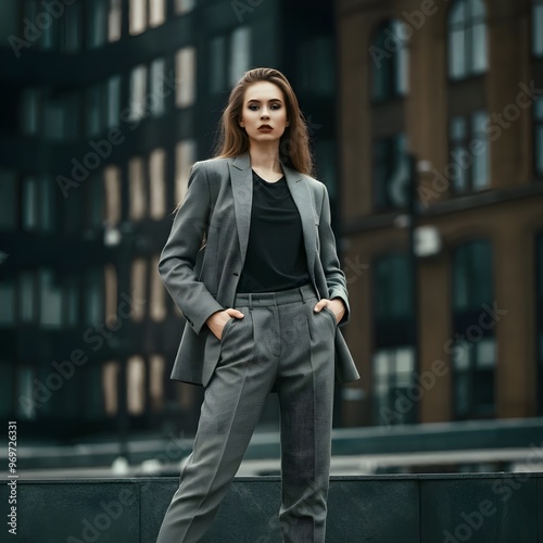 Fashion portrait of young elegant woman full body