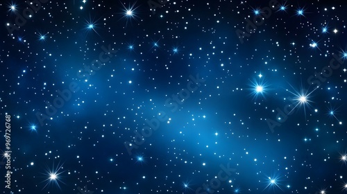 A stunning night sky filled with bright, twinkling stars against a dark blue background, creating a serene and peaceful atmosphere