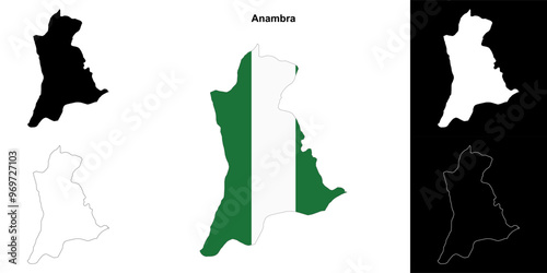 Anambra state outline map set photo