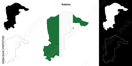 Katsina state outline map set photo