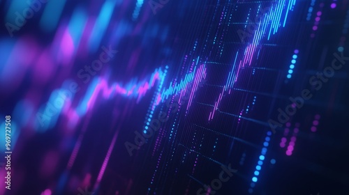 Wallpaper Mural Glowing stock market graph with dark blue and purple hues viewed from a low angle Torontodigital.ca