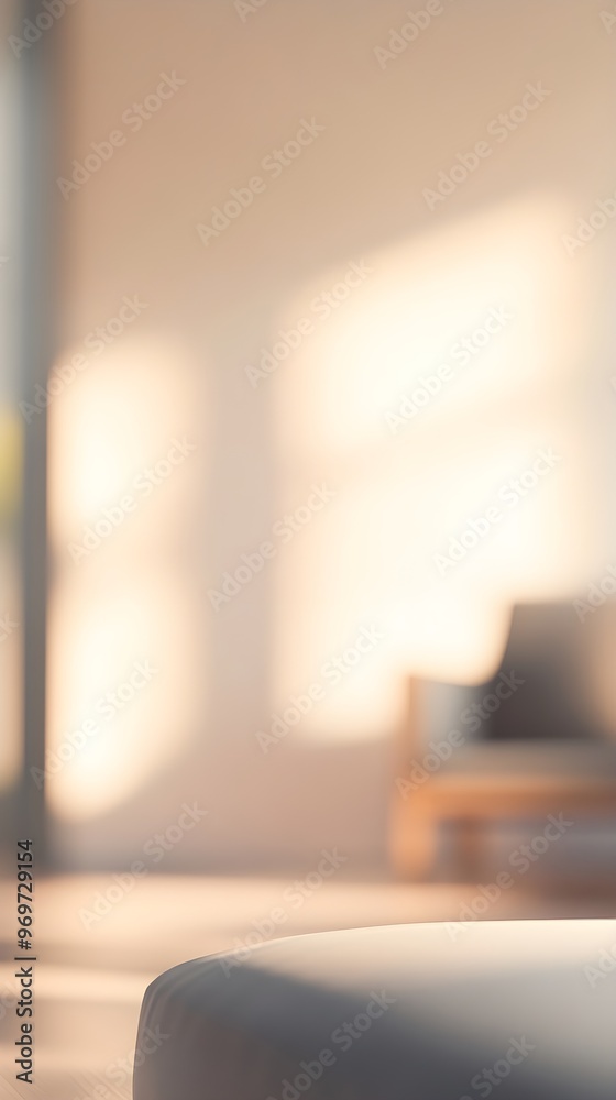 A minimalist interior scene with blurred furniture in the background, emphasizing a light solid color wall that enhances the peacefulness of the space A minimalist interior scene with blurred furniture in the background, emphasizing a light solid color wall that enhances the peacefulness of the space