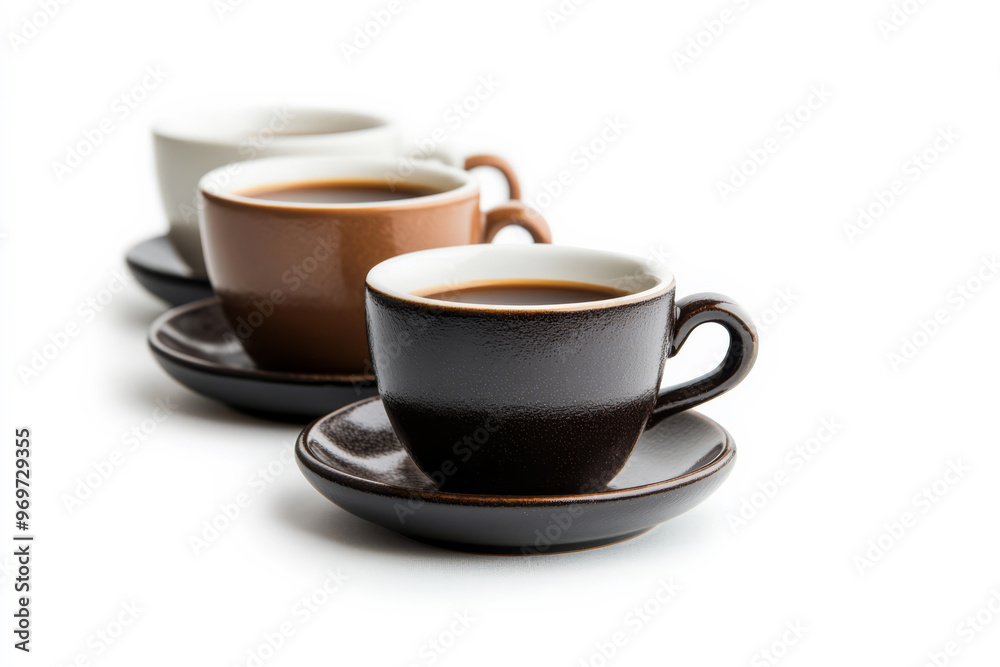 Classic Coffee Cups Displayed on Simple White Background Classic Coffee Cups Displayed on Simple White Background