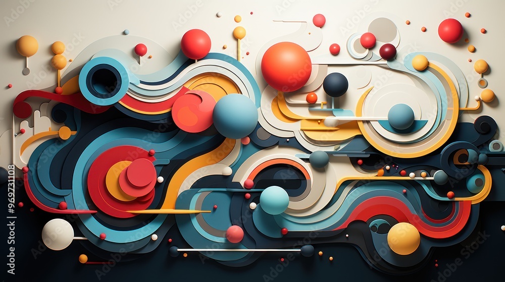 Abstract Colorful 3D Design with Curved Shapes Abstract Colorful 3D Design with Curved Shapes