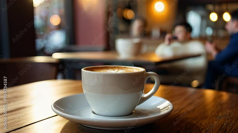 A warm cafe scene featuring a coffee cup, invoking comfort and leisure amidst social interactions A warm cafe scene featuring a coffee cup, invoking comfort and leisure amidst social interactions