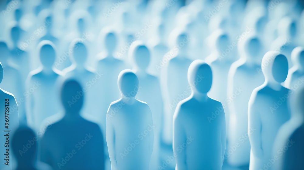 A Crowd of Blurred Blue Human Figures A Crowd of Blurred Blue Human Figures
