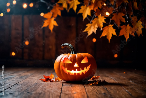 halloween pumpkin on a wooden background