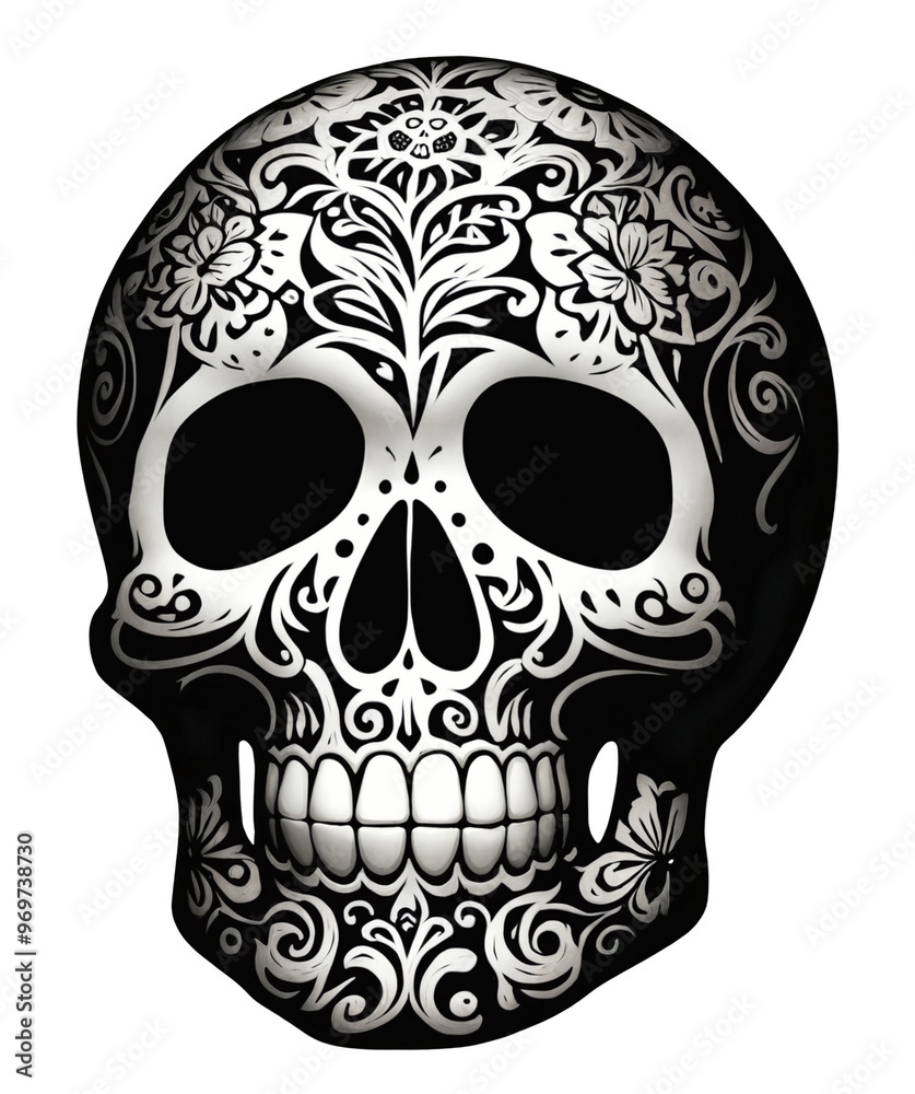 Day of the Dead Skull Design on a transparent background Day of the Dead Skull Design on a transparent background