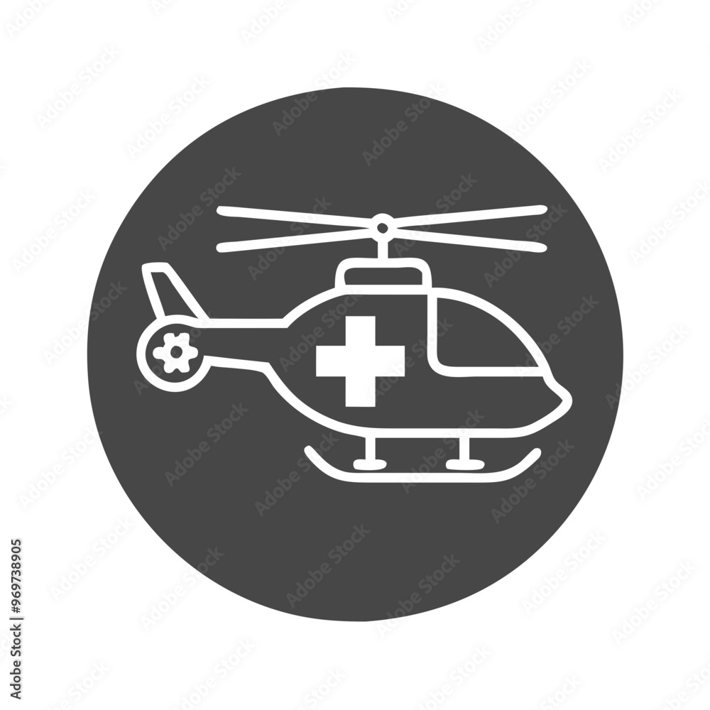 Rescue helicopter icon with medical sign, minimalistic design, vector illustration with copy space Rescue helicopter icon with medical sign, minimalistic design, vector illustration with copy space