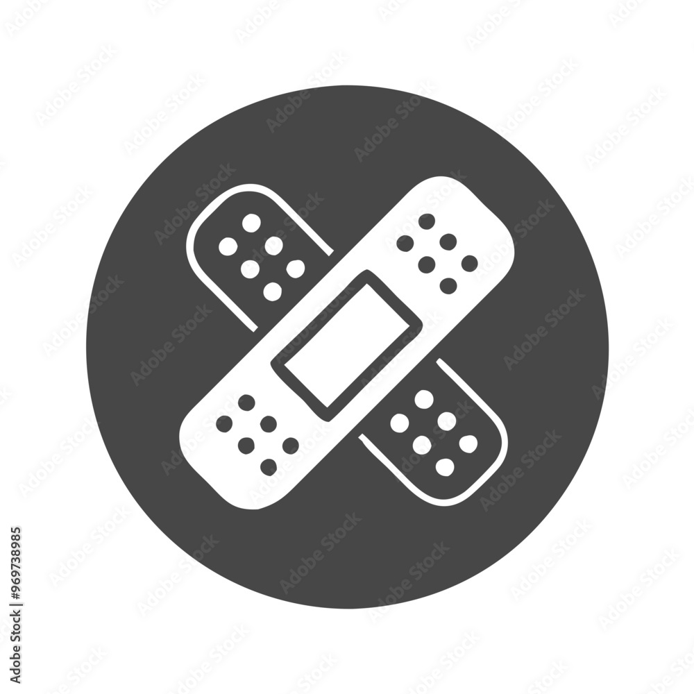 bandage vector icon on dark background, first aid symbol for wound care, healthcare illustration, copy space bandage vector icon on dark background, first aid symbol for wound care, healthcare illustration, copy space